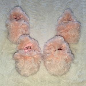 Two Pair Carter's Newborn Pink Fluffy Bear Slippers